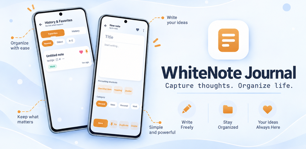 WhiteNote Journal app overview
