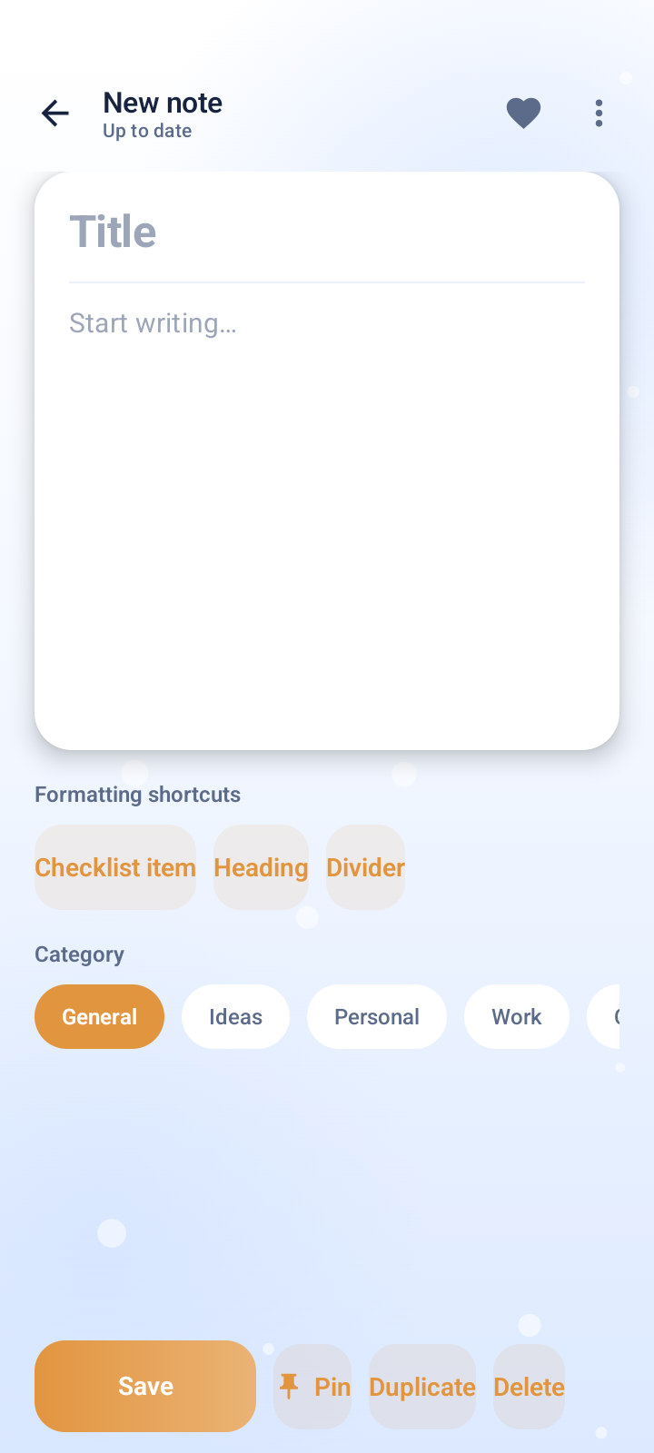 WhiteNote Journal note editor screen